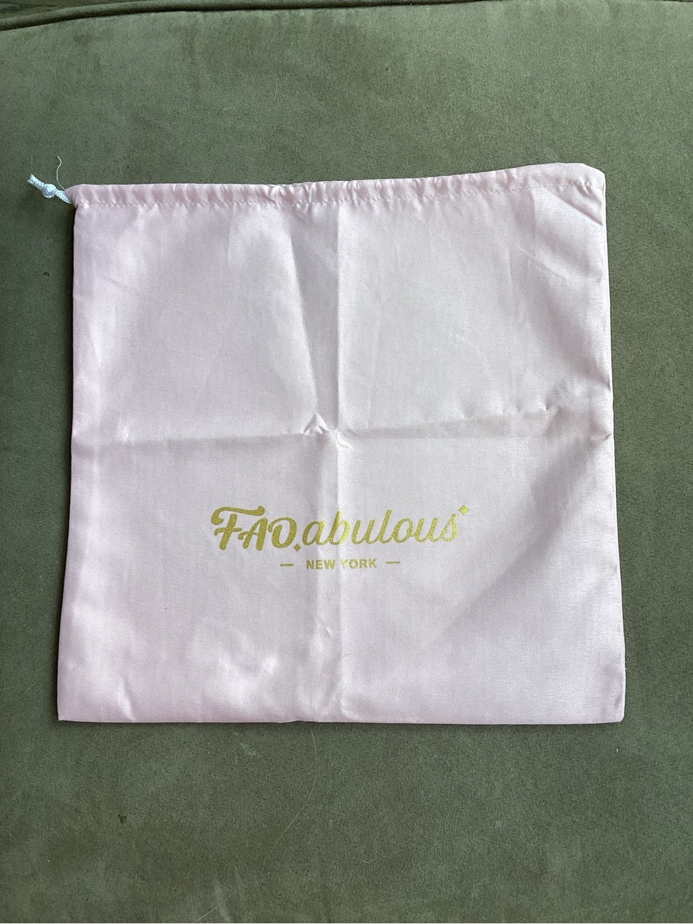 FAO abulous New York Pink Drawstring Dust Bag with Gold Logo